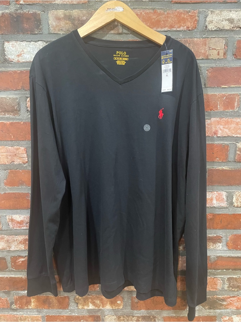 Polo by Ralph Lauren Black Long Sleeve V‑Neck with Red Pony